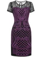 Shein Purple Embroidered Lace Sheath Dress