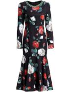 Shein Beading Neck Rose Print Fishtail Dress