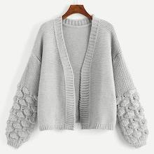 Shein Crochet Bishop Sleeve Cardigan