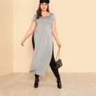 Shein Plus High Slit Side Heathered Longline Top