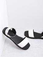 Shein White Ankle Strap Pu Flat Sandals