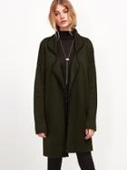Shein Olive Green Contrast Binding Drop Shoulder Sweater Coat