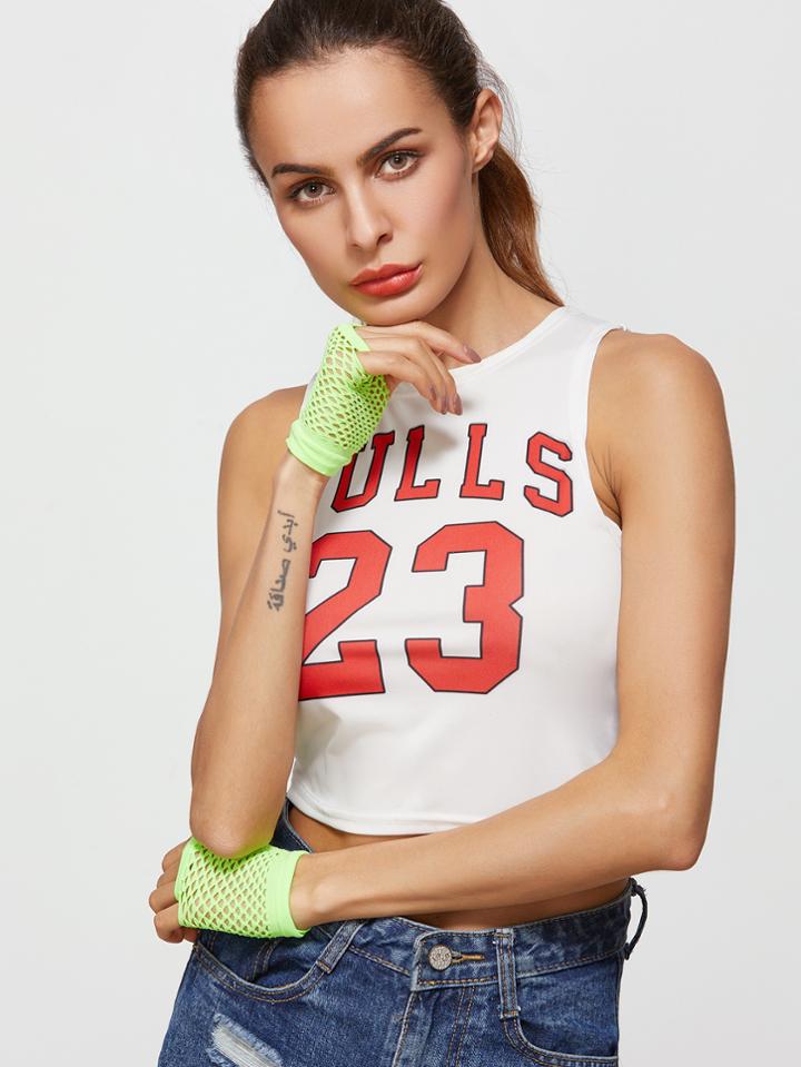 Shein Green Half Finger Fishnet Gloves