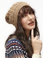 Shein Khaki Ribbed Knit Textured Warm Hat