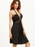 Shein Black Criss Cross Chain Halter Dress
