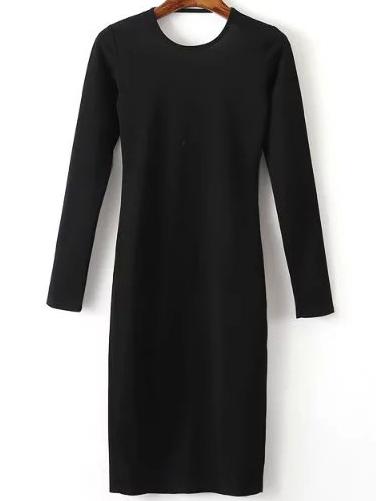 Shein Black Backless Sheath Dress