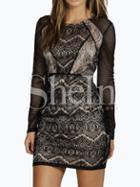 Shein Black Eyelash Lace Bodycon Dress
