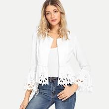 Shein Laser Cut Flounce Sleeve Blazer