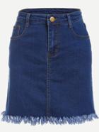 Shein Blue Fringe Denim Skirt