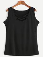 Shein Black Lattice Front Tank Top