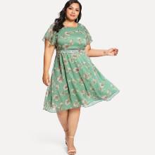 Shein Plus Flutter Sleeve Floral Dress