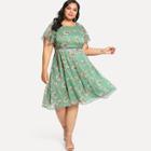 Shein Plus Flutter Sleeve Floral Dress