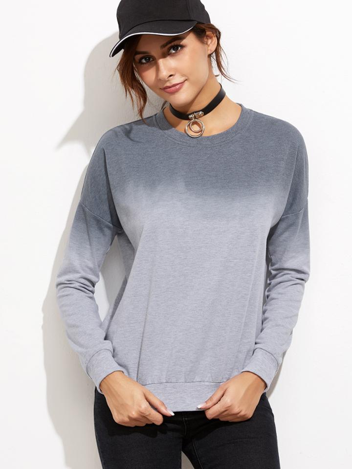 Shein Grey Ombre Drop Shoulder Sweatshirt