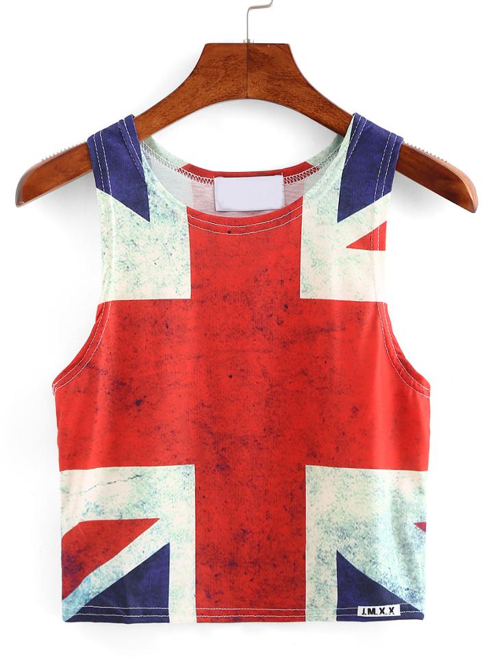 Shein Union Jack Print Crop Tank Top