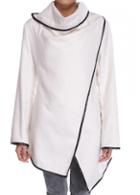 Rosewe White Long Sleeve Asymmetric Hem Coat