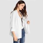 Shein Stripe Roll Up Sleeve Blazer
