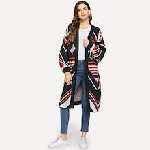 Shein Pocket Front Geo Cardigan