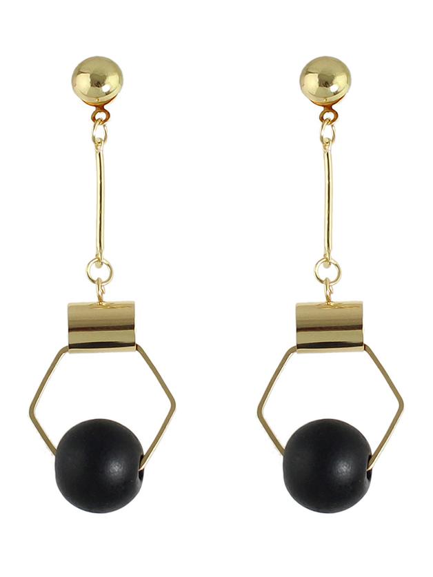 Shein Black  Beads Gold Hanging Earrings