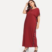Shein Plus Pompom Embellished Trim Tee Dress