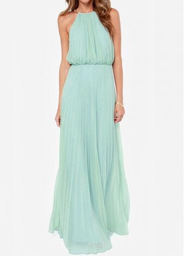 Rosewe Sleeveless Light Blue Chiffon Maxi Dress