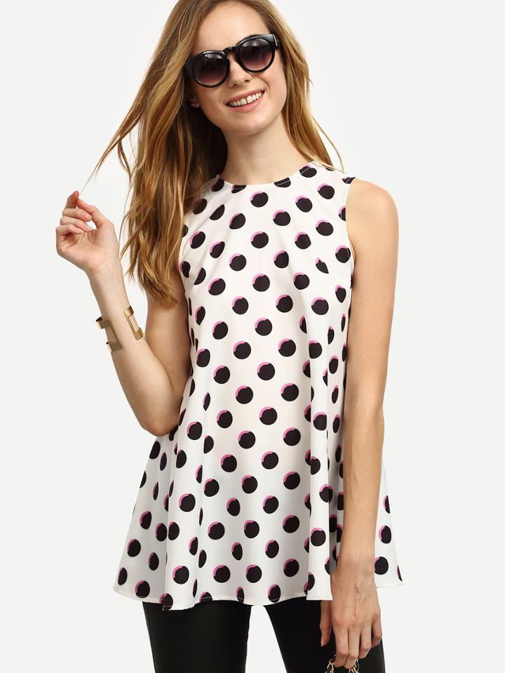Shein Polka Dot In White Tank Top