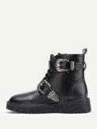 Shein Double Buckle Design Lace Up Ankle Boots