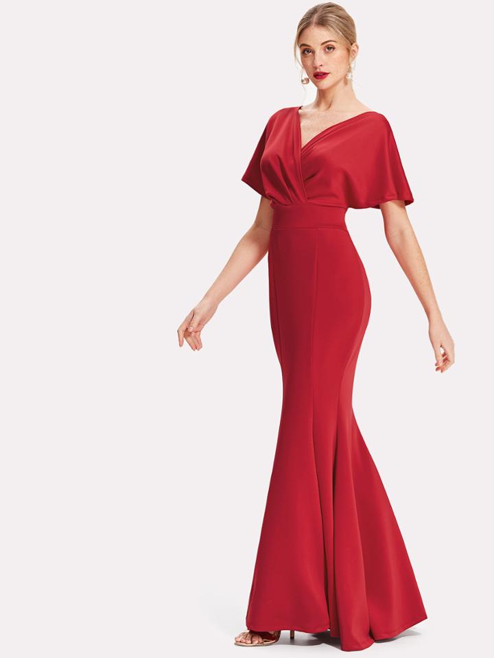 Shein Surplice Neckline Fishtail Hem Dress