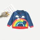 Shein Toddler Girls Rainbow Print Button & Pocket Detail Sweater