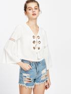 Shein Grommet Lace Up Hollow Out Top
