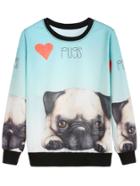 Shein Contrast Trim Dogs Print Sweatshirt