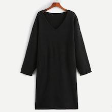 Shein Plus Drop Shoulder Split Hem Sweater Dress