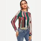 Shein Keyhole Back Mixed Striped Top