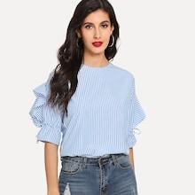 Shein Split Sleeve Striped Blouse