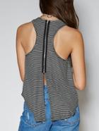 Shein Breton Stripe Dip Hem Casual Tank Top