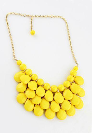 Shein Charming Style Shine Yellow Beads Necklace