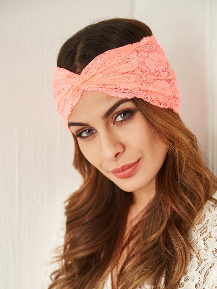 Shein Pink Lace Twist Headband