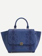Shein Blue Snakeskin Leather Flap Handbag With Strap