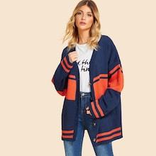 Shein Drop Shoulder Stripe Cardigan