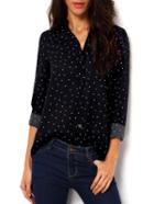 Shein Polka Dot Spotted With Buttons Blouse