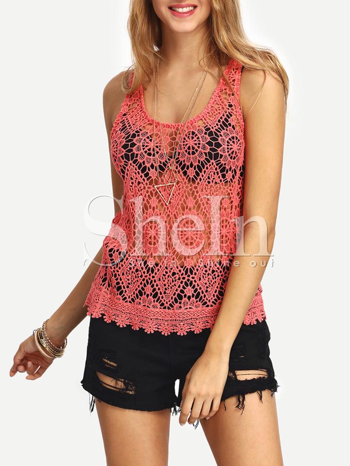 Shein Melon Crochet Hollow Out Tank Top