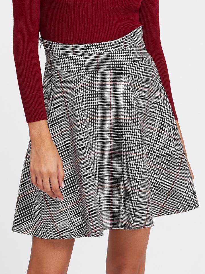 Shein Zip Side Plaid Circle Skirt