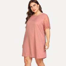 Shein Plus Lace Sleeve Tunic Dress