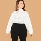 Shein Plus Mock-neck Drop Shoulder Plaid Top