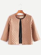 Shein Coffee Grid Grain Faux Leather Coat