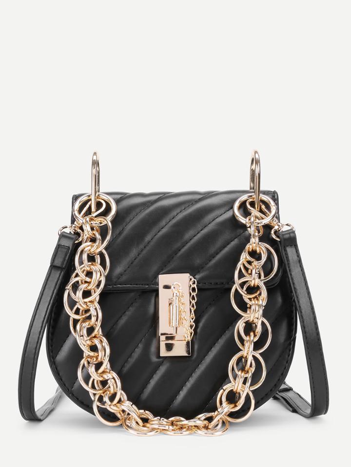 Shein Pu Saddle Bag With Chain Handle