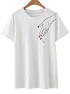 Shein White Hand Cigarette Print Casual T-shirt