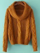 Shein Turtleneck Cable Knit Yellow Sweater