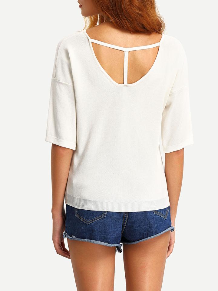 Shein Cutout Back Drop Shoulder Sweater