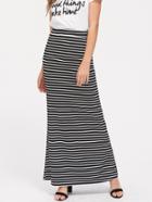 Shein Slant Pocket Detail Striped Jersey Skirt