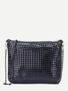 Shein Black Geometric Embossed Pu Chain Bag
